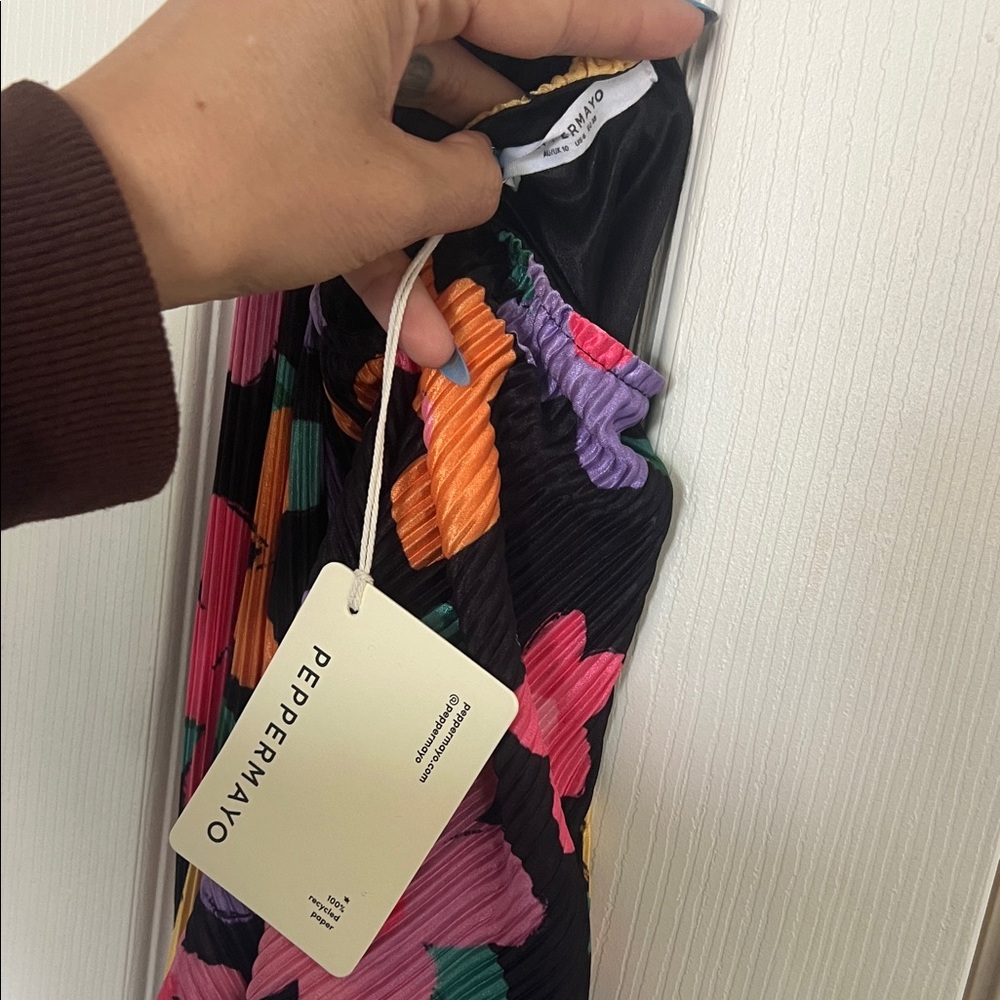Peppermayo Black Halter Mini Dress with Multicolor Floral Print - Picture 6 of 7
